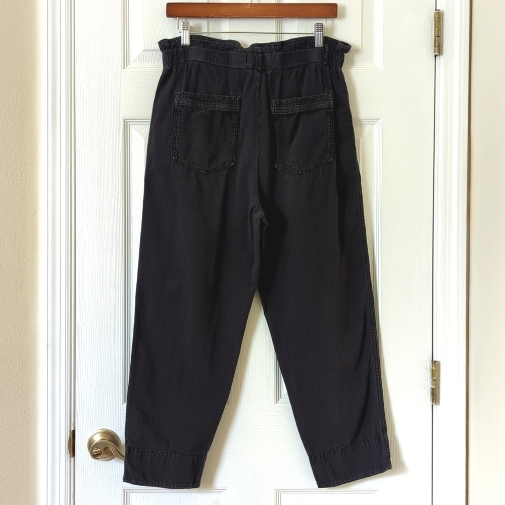Anthropologie Malin Soft Woven High Waisted Tapered Leg Utility Pants Black SP - Picture 5 of 14